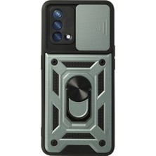 Gees Global Oppo A74 4g Kılıf Pars Lens Yüzüklü Silikon - Yeşil