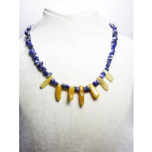 Ilgın Doğal Taş Takı Lapis Lazuli & Akik Taşı Tasarım Kolye