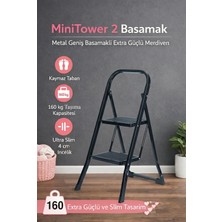 Zerelen Minitower 2 Basamaklı Metal Merdiven - Ekstra Güçlü