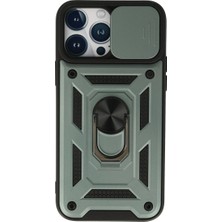 Gees Global Apple Iphone 13 Pro Kılıf Pars Lens Yüzüklü Silikon - Yeşil