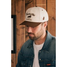 Külah Equestrian Club Nakışlı Unisex Premium Şapka – Ekru/kahverengi Ayarlanabilir Trucker Cap