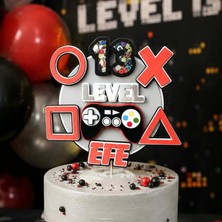 Video Game Konsol Oyun Temalı Erkek Çocuk Doğum Günü Isme Özel 3D Pasta Süsü Cake Topper (22x24 cm )
