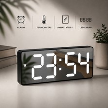 Velkar Aynalı LED Dijital Masa Saati Alarm Takvim Sıcaklık Göstergeli
