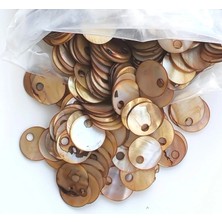 Yumakça Doğal Sedef Pul Delikli Takı ve Örgü Pulu 20 mm Kahve Rengi ( 35 Adet )