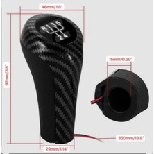 Fvr Bmw 5 Serisi E60, E61 5 Vites Beyaz Işıklı Vites Topuzu Fiber Desenli