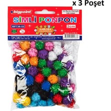 Bigpoint Ponpon Simli 2 cm 10 Renk / 100'LÜ Poşet x 3 Poşet