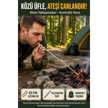 Open City 63 cm Teleskopik Ateş Üfleme Borusu Kamp Piknik Outdoor Köz Canlandırıcı Portatif Metal Kamp Aparatı