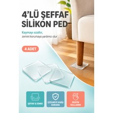 Open City 4'lü Şeffaf Silikon Mobilya Ayağı Koruyucu Ped Kaydırmaz Koltuk Masa Sandalye Zemin Koruyucu Altlığı
