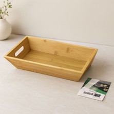 Royaleks Bambu Dikdörtgen Sunum Tepsisi 16X30X4.5 cm (Çift Kulplu)