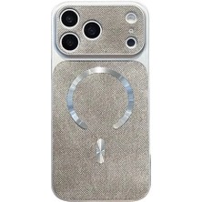Iphone 15 Pro Uyumlu Lüx Arkası Kumaş Dönüştürücü Magsafe Özellikli Kılıf