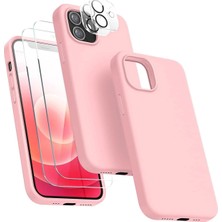 Iphone 15 Pro (3'lü Set) Kamera Koruması - Ekran Koruması - Arka Silikon Kılıf Tam Koruma Mor