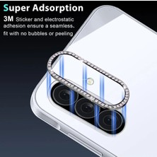 Samsung Galaxy A56 Taşlı Renkli Lens Doğal Görünüm Işıltılı Etki Kamera Koruyucu Taşlı Lens