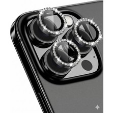 Iphone 16 Pro Max Uyumlu Taşlı Parıltılı Kamera Lens Merceği