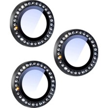 Samsung Galaxy S25 Fe Uyumlu Taşlı Parlak Kamera Lens Koruyucu Cam ve Çerçeve Kamera Koruma Lensi