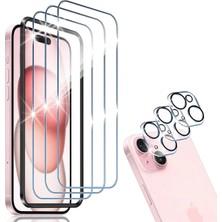 Iphone 15 Plus Kırılmaz Cam (3'lü Set) ve Kamera Koruyucu Lens (3'lü Set) Temperli Cam Koruyucu