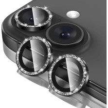 Iphone 16 Taşlı Lüx Şık Görünümlü Parlak Kamera Koruyucu Lens Koruma Kamera Koruyucu