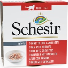 Schesir Yetişkin Kedi Konservesi 85 gr Ton Balıklı + Karidesli