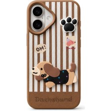 Iphone 16 Uyumlu Sevimli Köpek Desenli Arka Kapak Kılıf