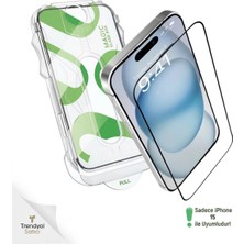 iPhone 15 Uyumlu Kolay Kurulum Aparatlı 5d Platinum Tam Kaplayan Cam Ekran Koruyucu