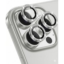Iphone 16 Pro Max Uyumlu Taşlı Parıltılı Kamera Lens Merceği
