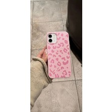 Iphone 11 Uyumlu Leopar Desenli Pembe Silikon Telefon Kılıfı