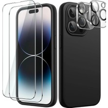 Iphone 15 Pro (3'lü Set) Kamera Koruması - Ekran Koruması - Arka Silikon Kılıf Tam Koruma