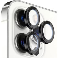 Ucuzmi Iphone 11PROMAX / 12PRO Uyumlu  Kamera Lens Koruyucu Çelik Halka Hd 9d Kırılmaz Cam