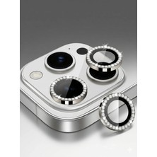 Iphone 16 Pro Uyumlu Taşlı Parıltılı Kamera Lens Merceği