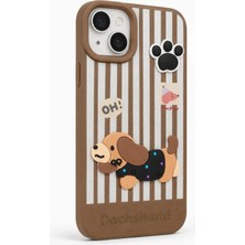 Iphone 15 Uyumlu Sevimli Köpek Desenli Arka Kapak Kılıf