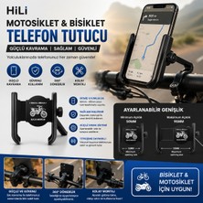 Hili Motosiklet ve Bisiklet Telefon Tutucu – Gidon Uyumlu Universal Güçlü Kavrama Telefon Tutacağı