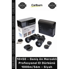 Carlburn #dürbün Zoom Netlik 10×50 – Geniş Ön Mercekli Profesyonel El Dürbünü – 1000M/56M – Siyah