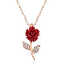 Vienor ​gümüş Rose Kırmızı Gül Kolye