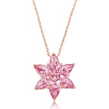 Vienor Gümüş Rose Pembe Lotus Çiçeği Kolye