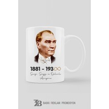 3B Baskı Reklam Promosyon Atatürk Temalı Porselen Kupa Bardak
