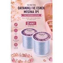 ArtMaster Gri Misina Ipi 0.5mm 10 Metre 2 Adet Esnek Boncuk Takı Dizme Ipi Elastik Ip Bileklik Aksesuar Lastiği Yuvarlak Elyaf