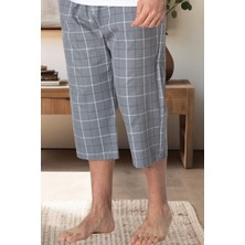 Mecit 3007 Gri Ekoseli Erkek Capri Alt Pijama