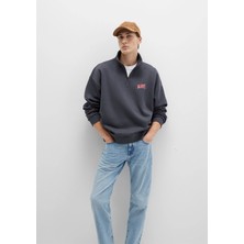 Mavi Mavi Logo Baskılı Yarı Fermuarlı Antrasit Sweatshirt 0S10208-80106