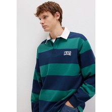 Mavi Mavi Logo Çizgili Lacivert Sweatshirt 0S10371-70497