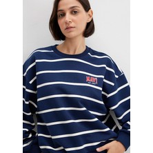 Mavi Çizgili Lacivert Sweatshirt 1S10456-84634