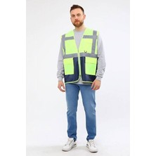 Selective Mühendis Tipi Reflektörlü Sarı+ Lacivert Çift Renk Yelek