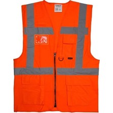 Selective Mühendis Tipi Reflektif - Cepli Ikaz Yeleği - Turuncu