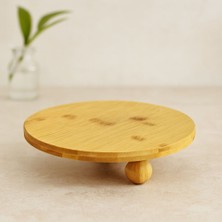Royaleks Bambu Sunum Tahtası Yuvarlak 24.5 cm - 3 Ayaklı