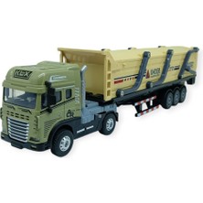 TeknoKapsül Metal Tır 1:24 - Sesli Işıklı Kum Taşıyıcı Tır 39 cm - Haki