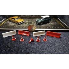 Fabrikahsap Fabrikahşap 1 64 Model Araç Diorama 9 Parça Bariyer Duba Seti Diecast Garaj Aksesuarı