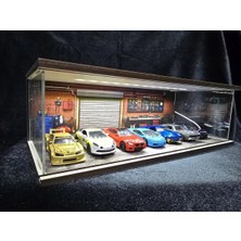 Fabrikahsap Fabrikahşap Dekoratif 1.64 Diorama Model Araba Standı USB Ledli 7 Araçlık Hotwheels Mini Gt Koleksiyon Fast And