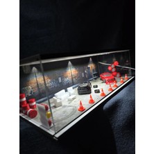 Fabrikahsap Fabrikahşap Exclusive Full Aksesuarlı 1.64 Diorama Diecast Model Araba Garaj Standı USB Ledli 7 Araçlık Hotwheels Mini Gt