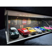 Fabrikahsap Fabrikahşap Dekoratif Djm1.64 Diorama Model Araba Standı USB Ledli 7 Araçlık Hotwheels Mini Gt Koleksiyon