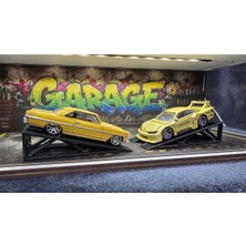 Fabrikahsap Fabrikahşap 1 64 Diorama 2 Li Siyah Model Araba Sergileme Rampası Diecast Garaj Aksesuarı