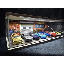 Fabrikahsap Fabrikahşap Dekoratif 1.64 Diorama Model Araba Standı USB Ledli 7 Araçlık Hotwheels Mini Gt Koleksiyon