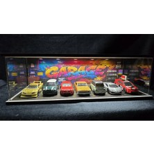Fabrikahsap Fabrikahşap Graffiti Garage 1.64 Diorama Model Araba Standı USB Ledli 7 Araçlık Hotwheels Mini Gt Koleksiyon